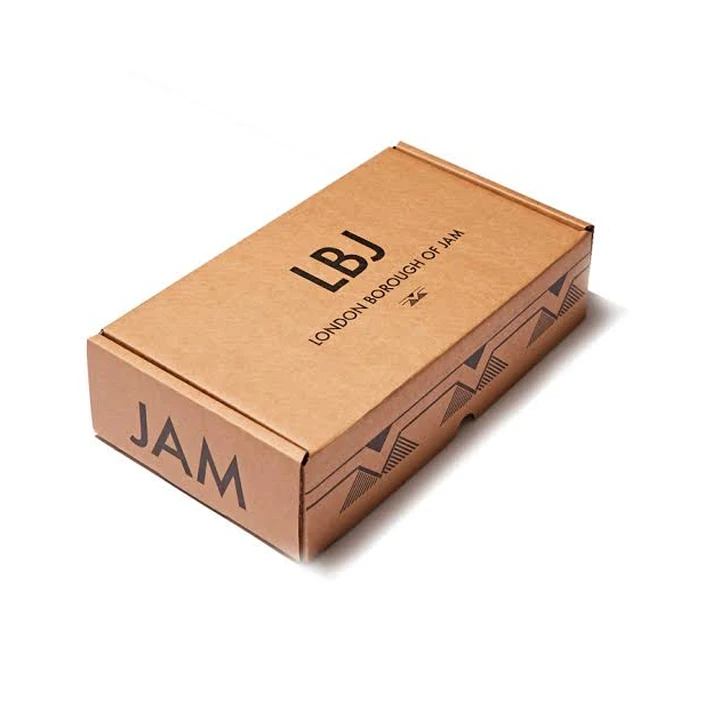 Folded activewear inside printed packaging box