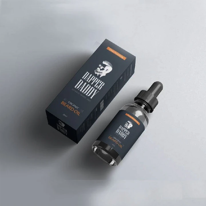 Beard oil bottle packaging box