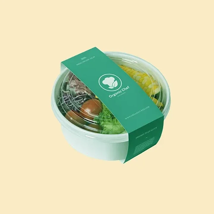 Printed sleeve around serving bowl