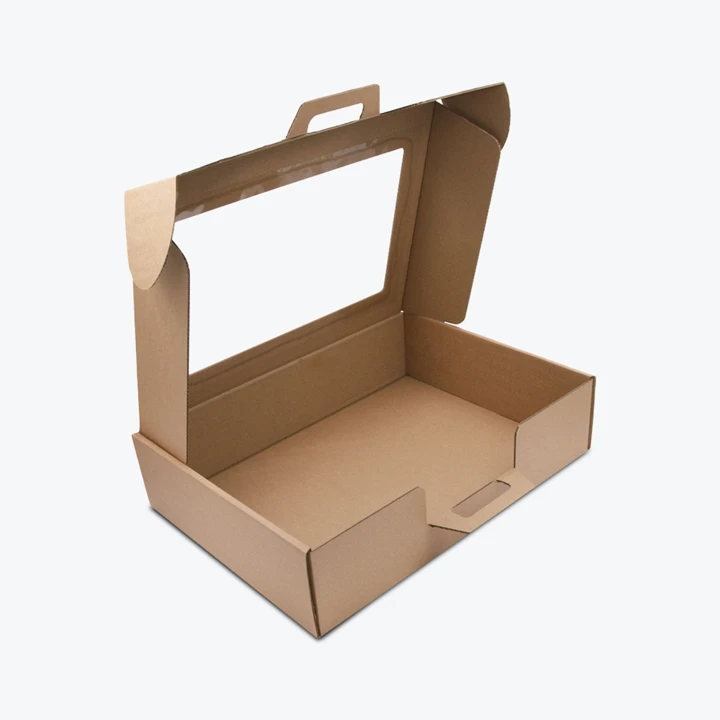 Briefcase box with handle and folding lid