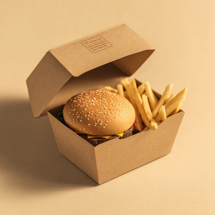 Folded paper box for burgers