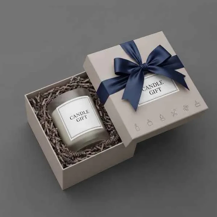 Elegant box holding a candle gift set