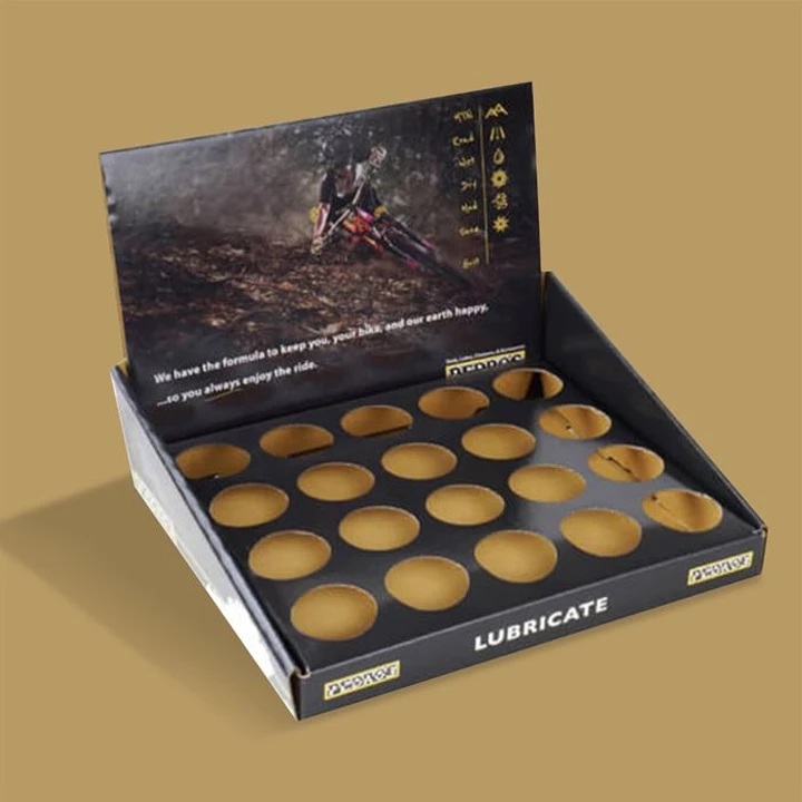 Counter display box with organized product slots