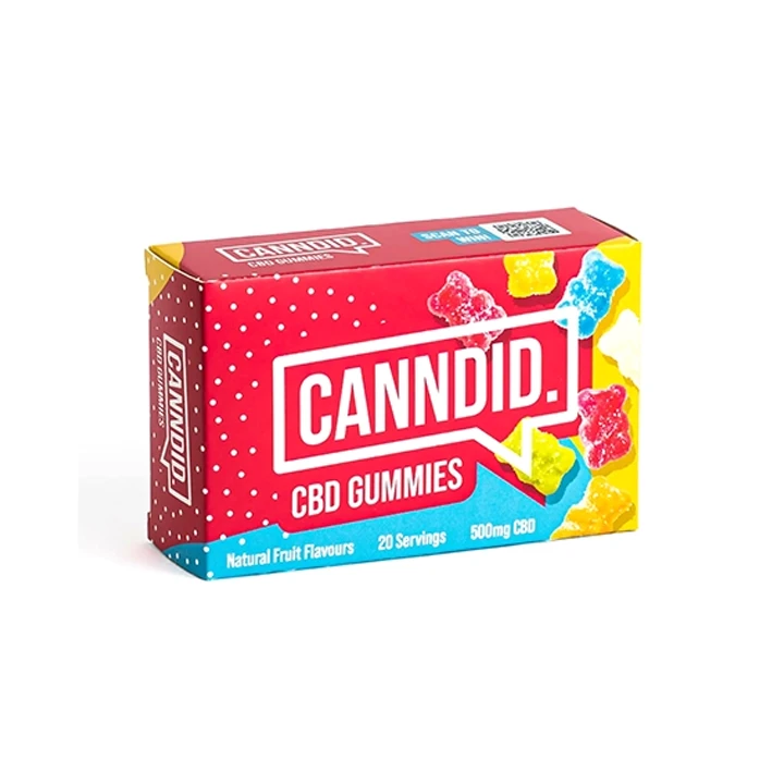 CBD gummies box with colorful printed design