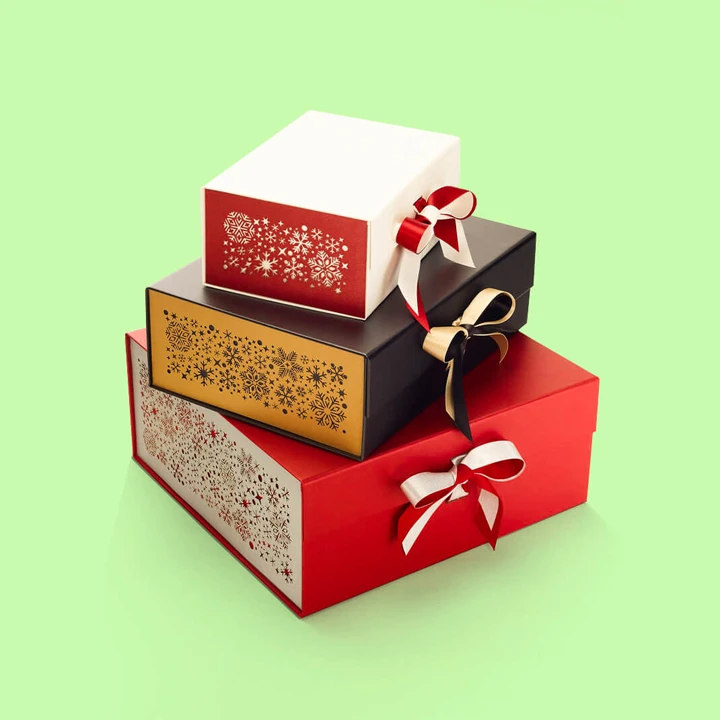 Festive Christmas gift box with holiday design