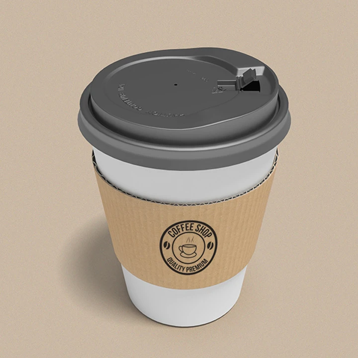 Printed sleeve around takeaway coffee cup