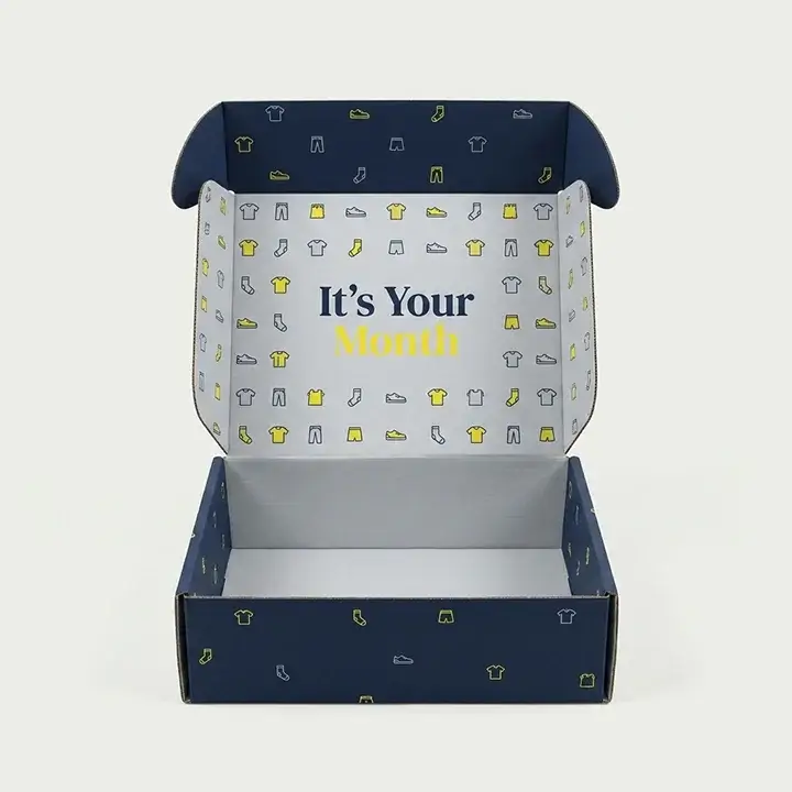 Corrugated subscription mailer box with a durable custom printed finish