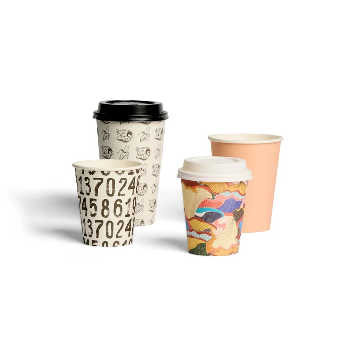 Printed paper coffee cup with custom design