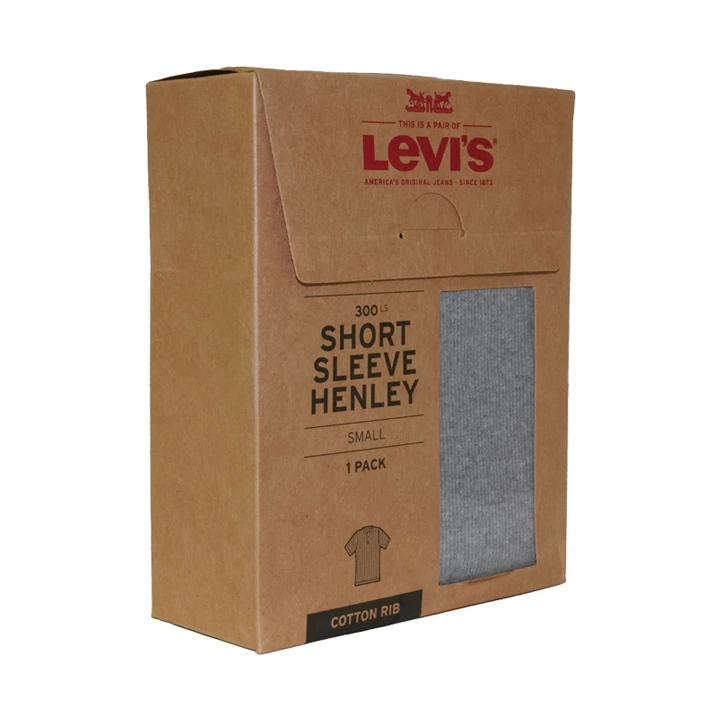 Folded denim jeans in sturdy box