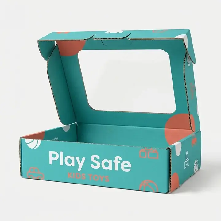 Mailer box with a die-cut window that puts the product on display