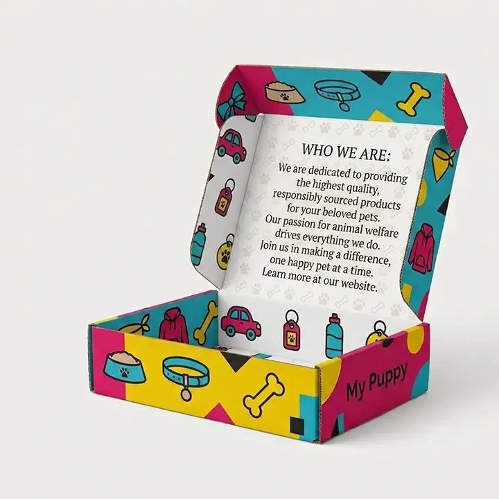 Mailer box featuring custom printing on both the inside and outside
