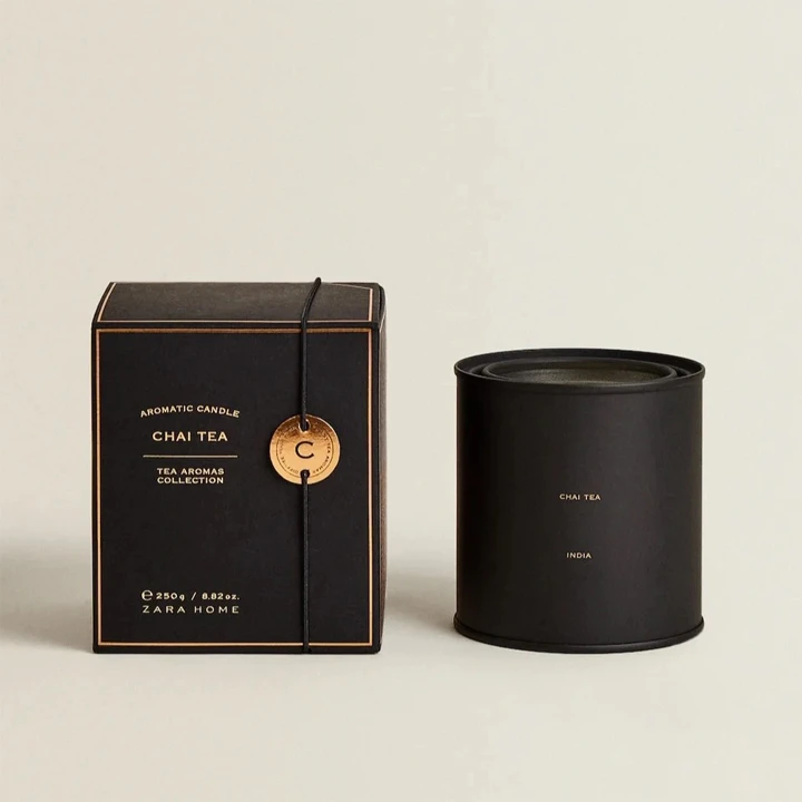 Foil-stamped box with candle inside