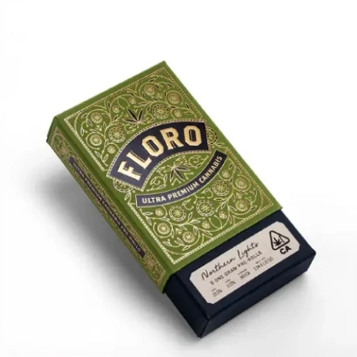 Foil stamped cannabis box with metallic accents