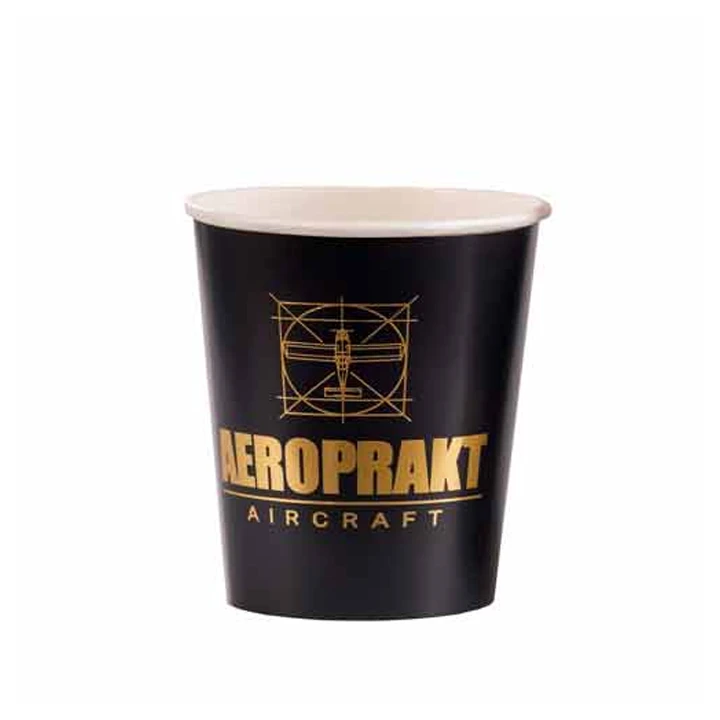 Paper cup with metallic foil logo