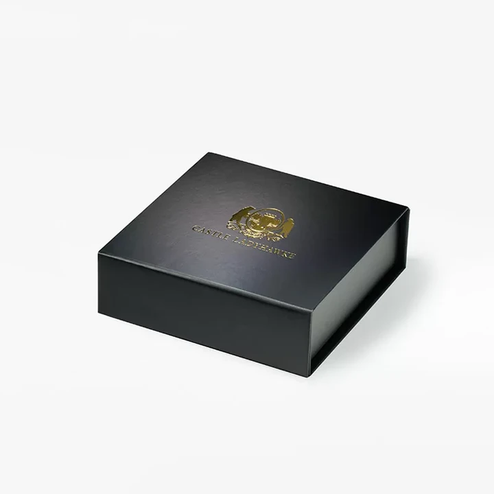 Retail box with metallic foil accents