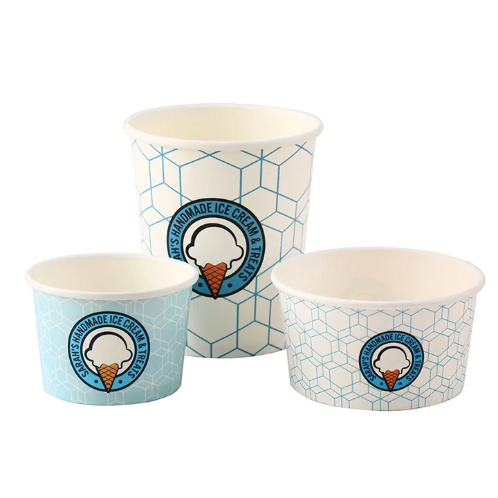 Paper cup filled with frozen yogurt