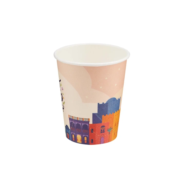 Full-color paper cup with vibrant artwork