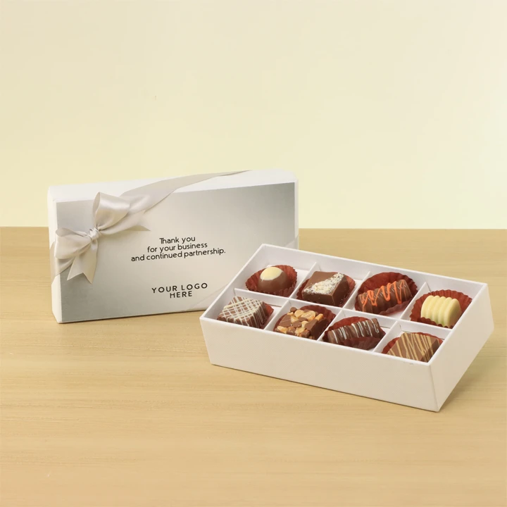 Elegant chocolate gift box with assorted treats