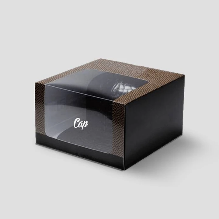 Structured cap inside printed packaging box