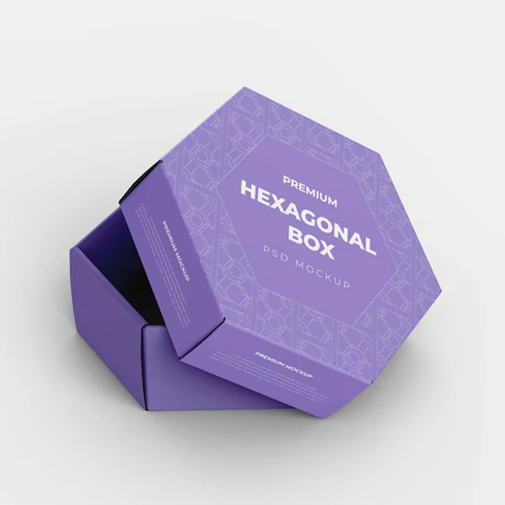 Hexagonal boxes with crisp geometric edges