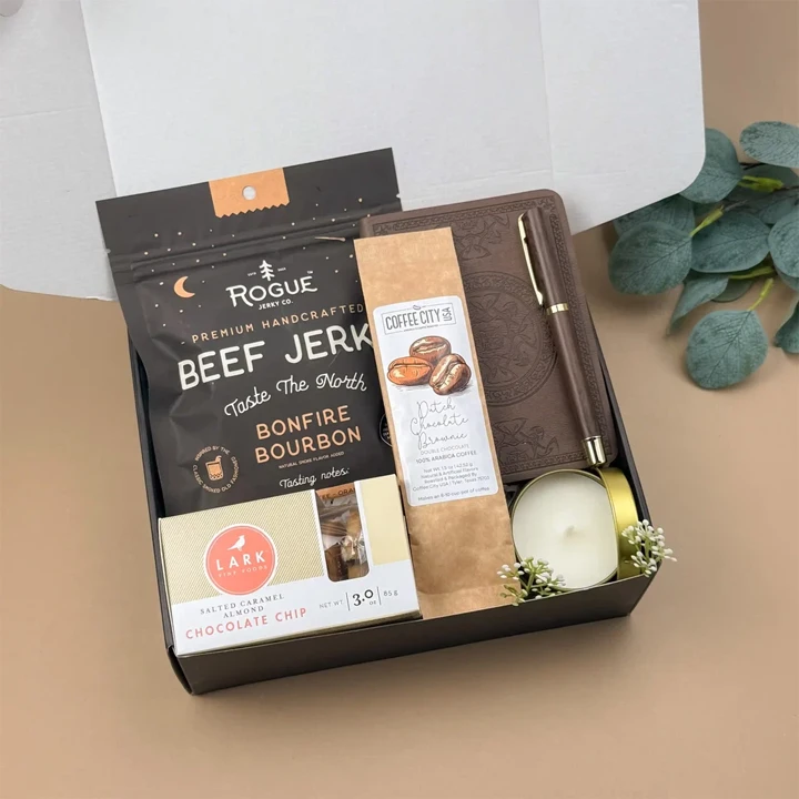 Festive holiday gift box with seasonal design