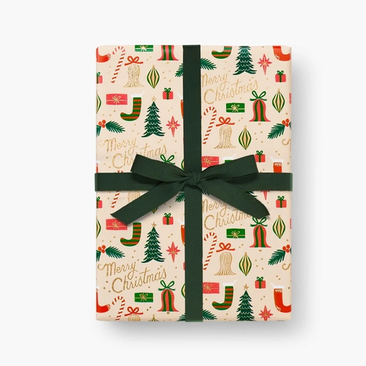 Festive holiday wrapping paper sheets