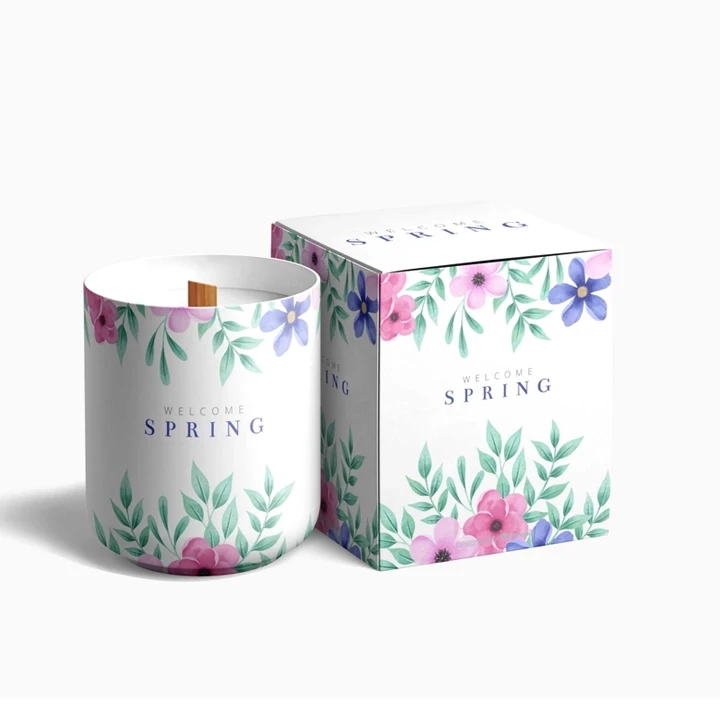 Printed box for glass jar candle