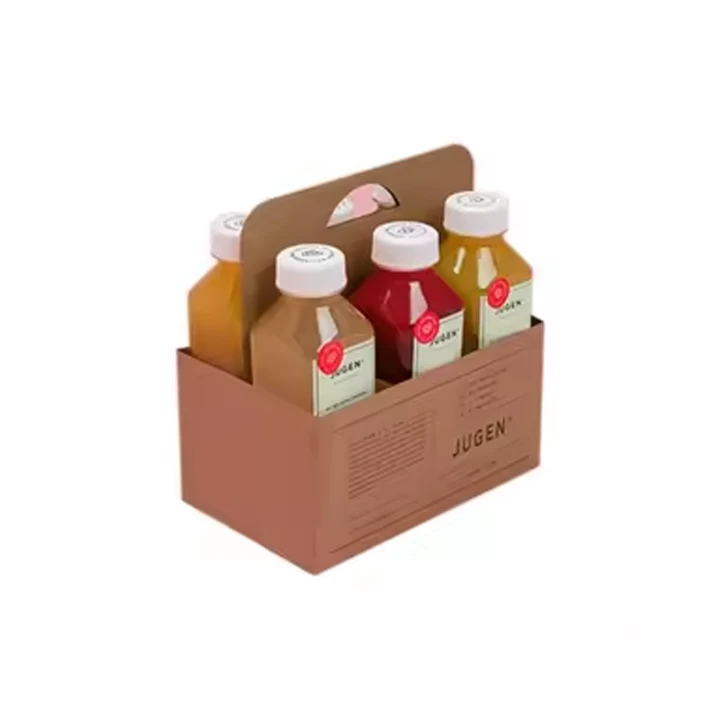 Tall box for juice bottles with insert