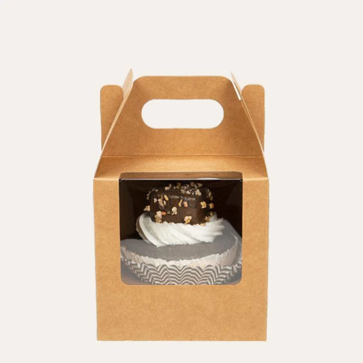 Natural kraft bakery box with folding lid