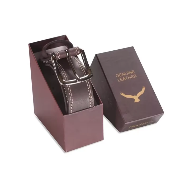 Leather accessories arranged in presentation box