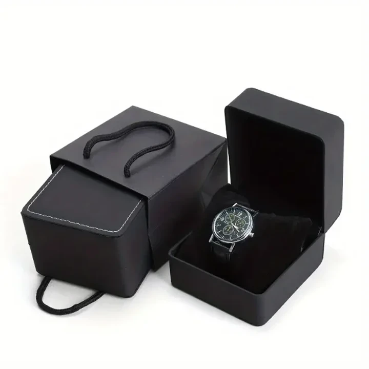 Rigid box with smooth leatherette cover