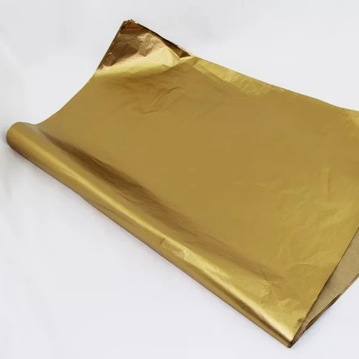 Shimmering metallic foil tissue sheets