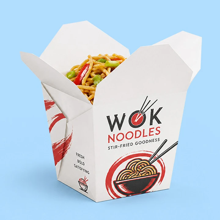 Folded paper box for noodles