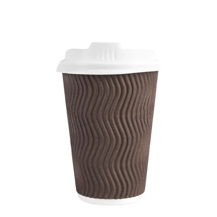 Paper beverage cup with fitted lid