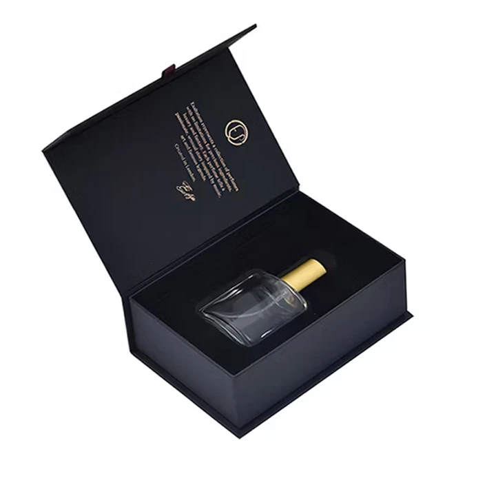 Rigid perfume box with fitted bottle insert