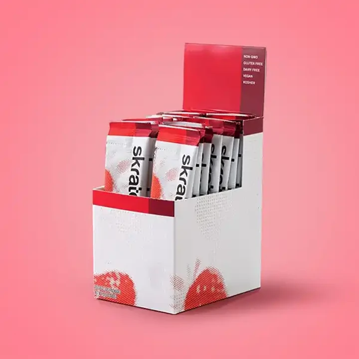 Printed sachet boxes with organized pouch display