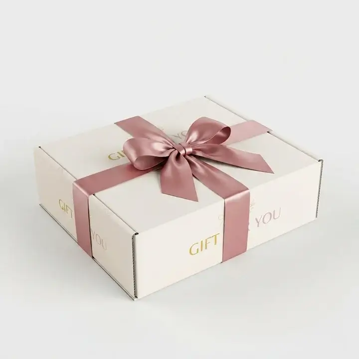 Luxury mailer box finished with an elegant satin ribbon closure