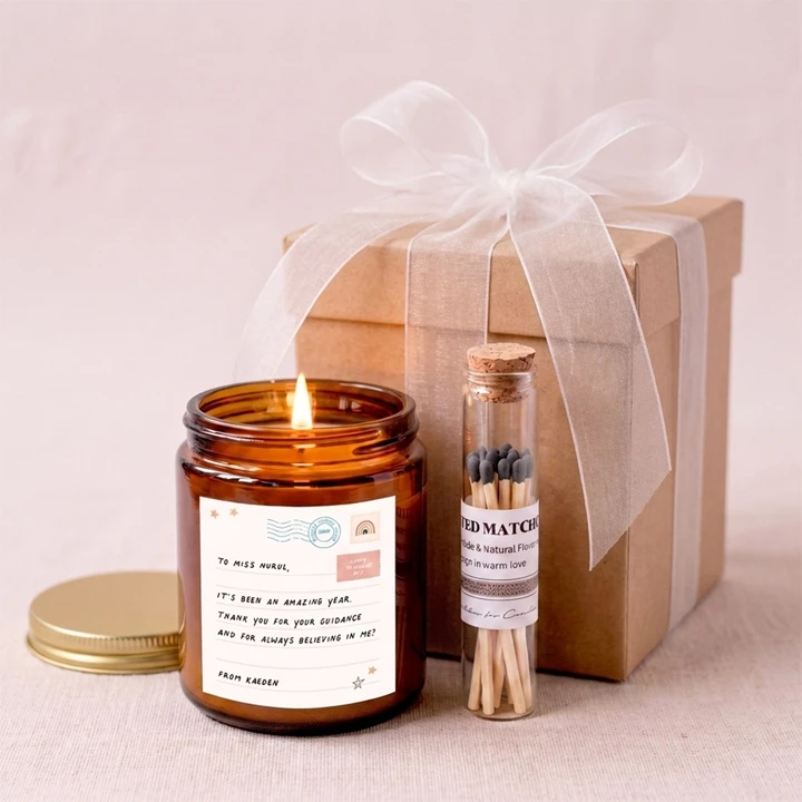 Candle gift box with fitted interior insert