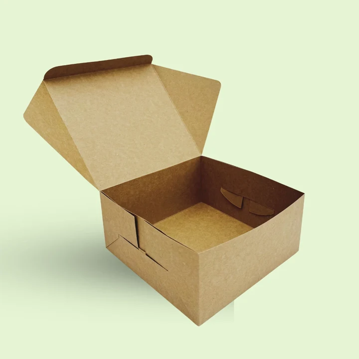White rectangular cake box with secure lid