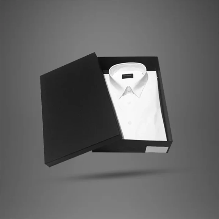 Folded shirt and blouse in box