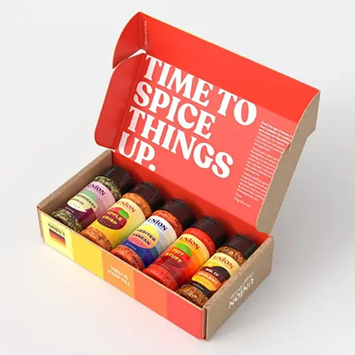 Printed box for spice seasoning containers