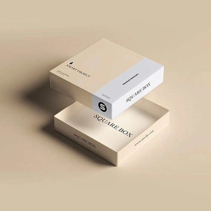 Stacked square boxes with clean edges