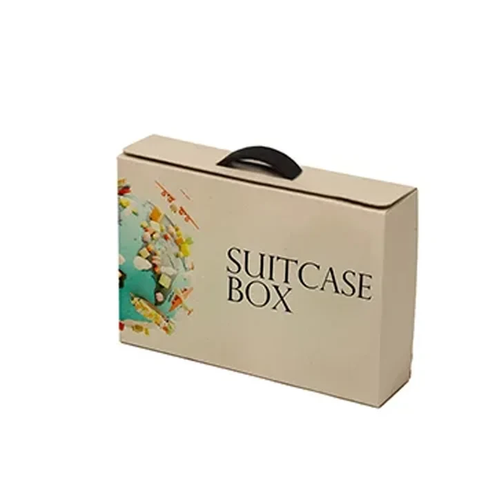 Suitcase-shaped boxes with handle detail