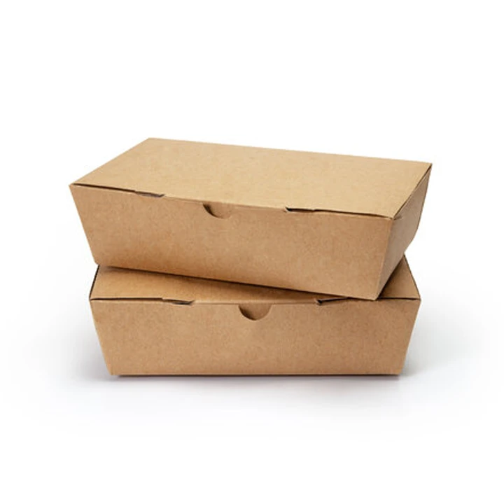 Folded paper takeout box with handle