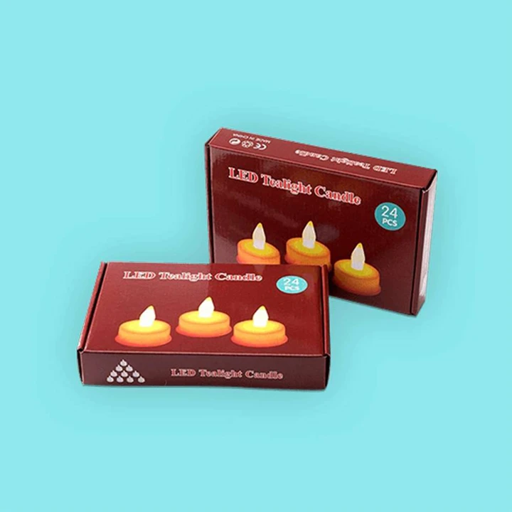 Compact printed box for tea light candles