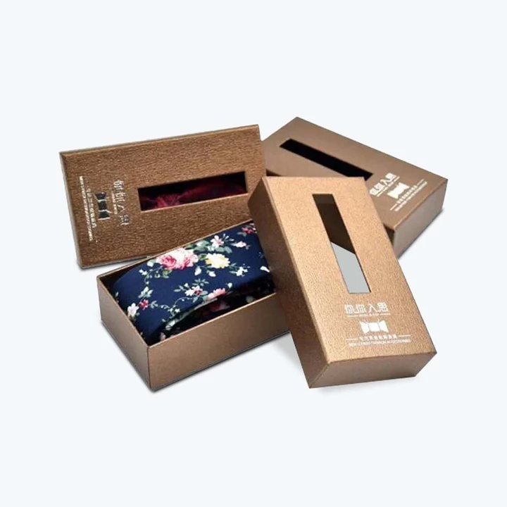 Neatly folded tie in slim presentation box
