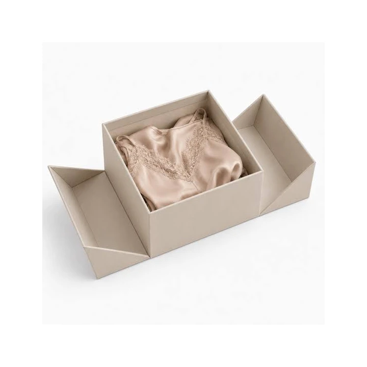 Folded lingerie arranged in elegant box
